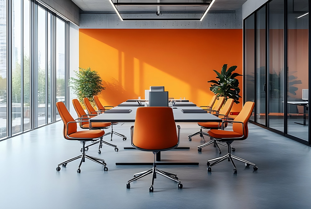 Image of a conference room table to symbolize the Administration function which provides direct support for Facilities Services staff and campus partners