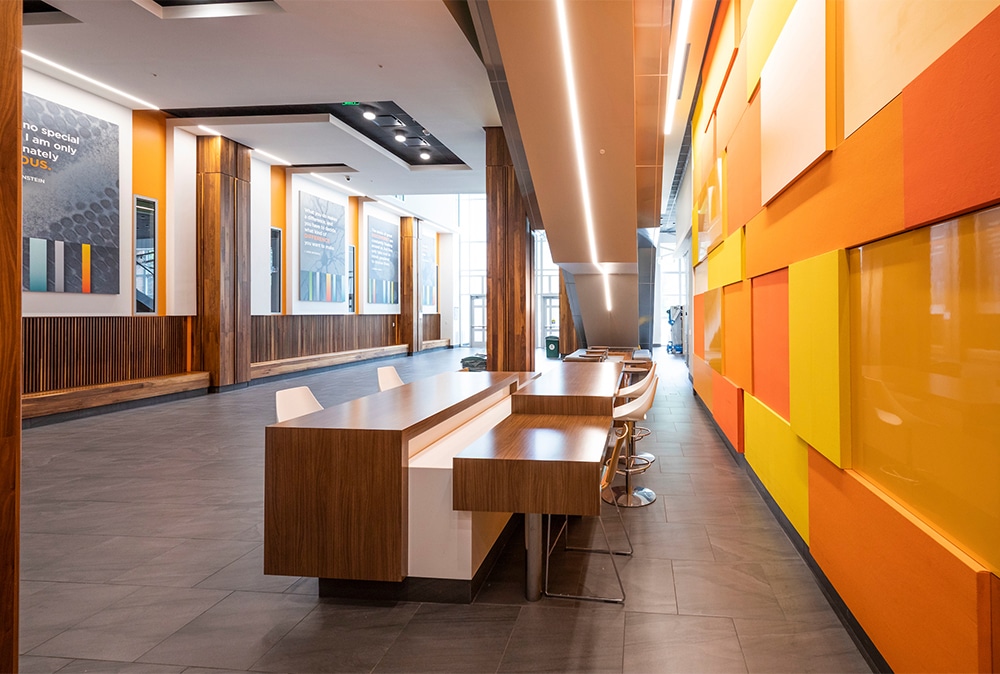 Image of a collaborative seating arrangement on campus representing Planning & Design who archives the past and plans for the future of UT