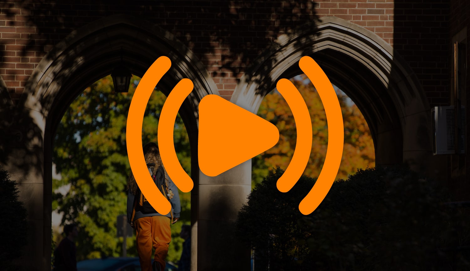 Melrose Hall with a play button